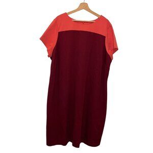 NWT Talbots Maroon Coral Short Sleeve Back Zipper Sheath Dress Women's Plus Size